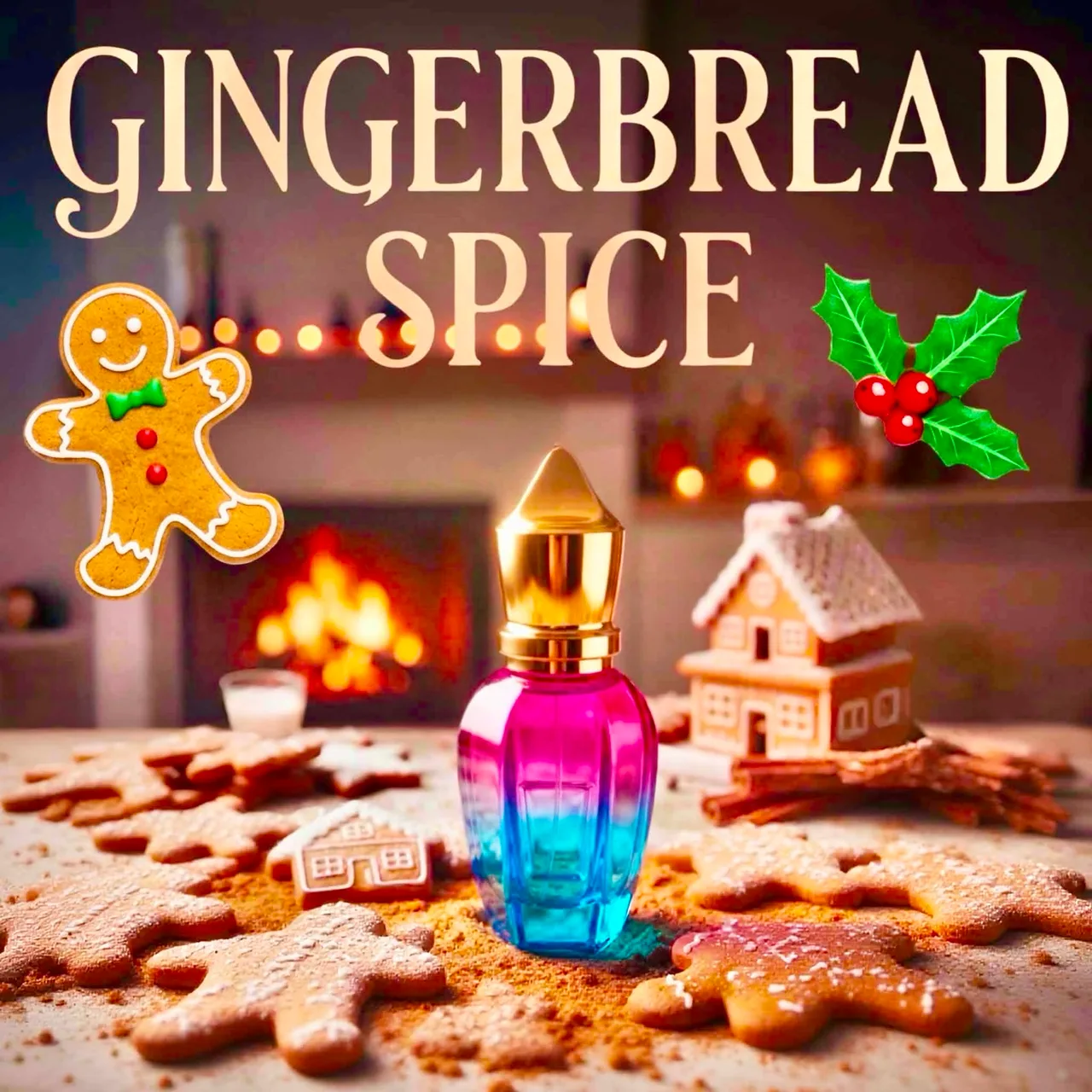 Hand Crafted Perfume: Gingerbread Spice 30ml Blue & Purple Ombré Bottle – photo 2