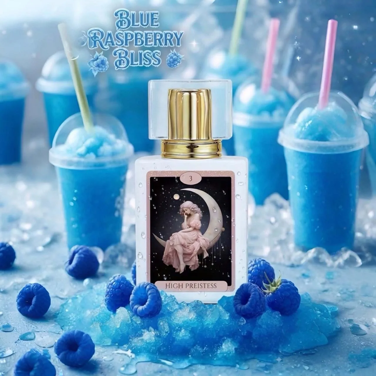 Hand Crafted Perfume: Blue Raspberry Bliss - 30ml Tarot Card Glass Bottle — photo 2
