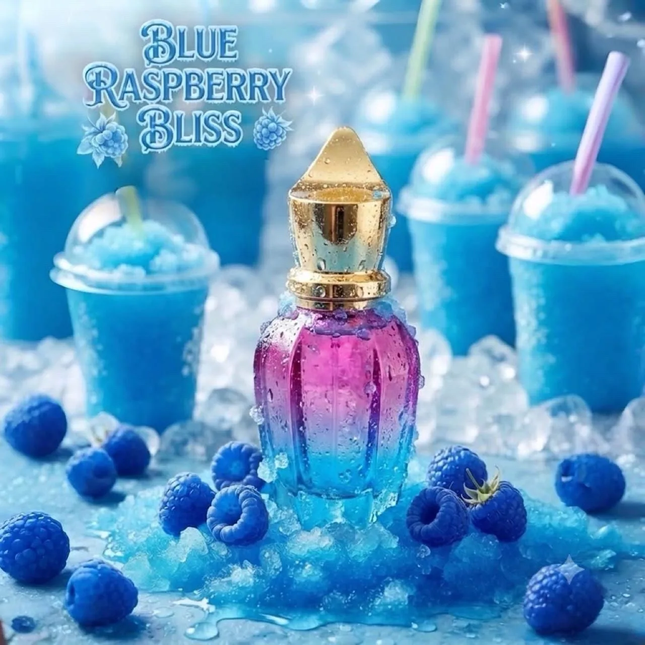 Hand Crafted Perfume: Blue Raspberry Bliss - 30ml Blue/Purple Glass Bottle — photo 2
