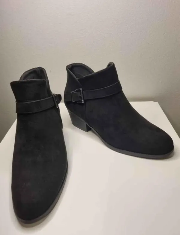 Black buckle ankle boots