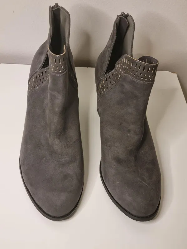 Charcoal grey cutout ankle boots