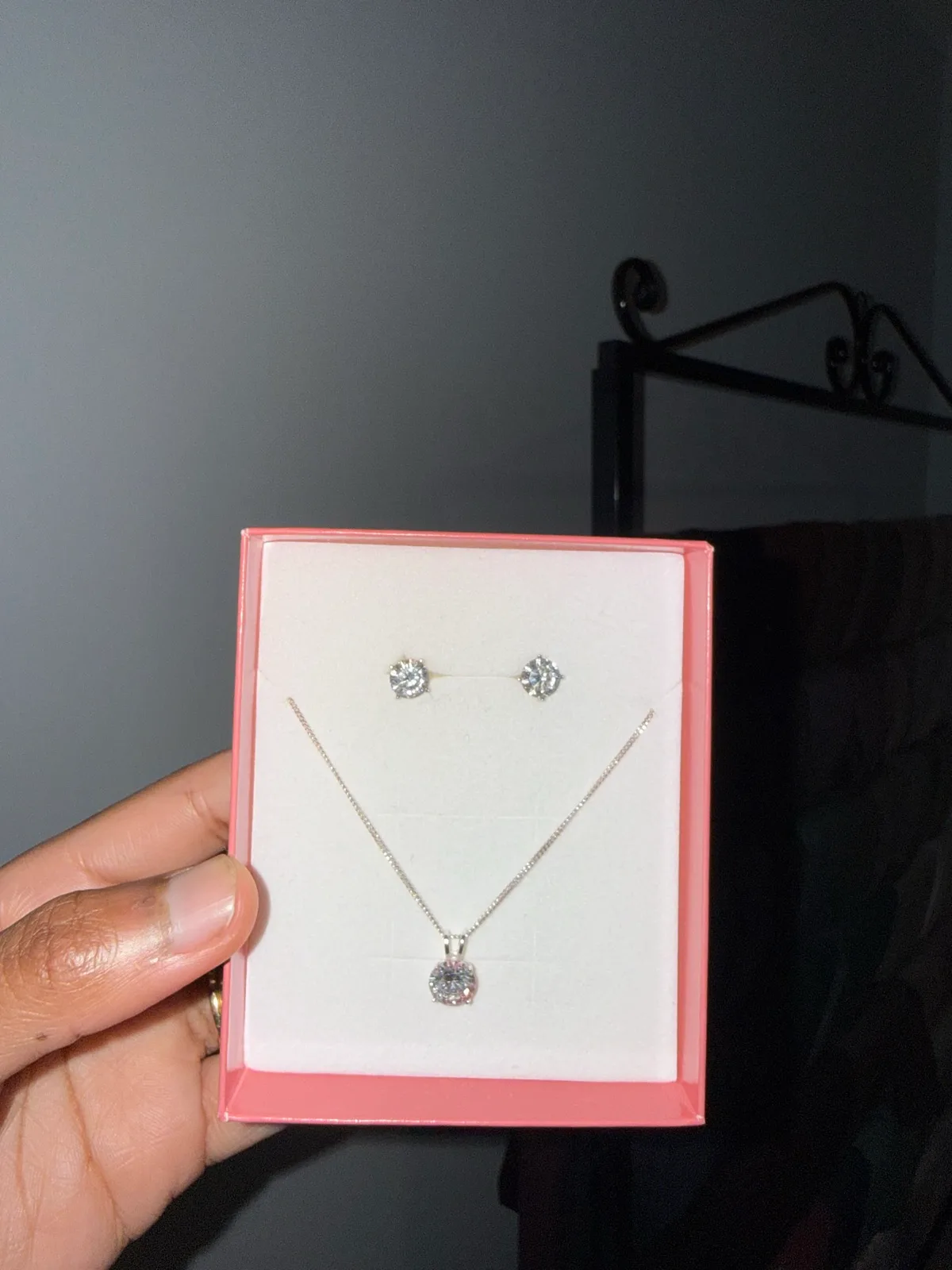 Prouds Sterling Silver 925 Cubic Zirconia Necklace & Stud Earrings Set — photo 7