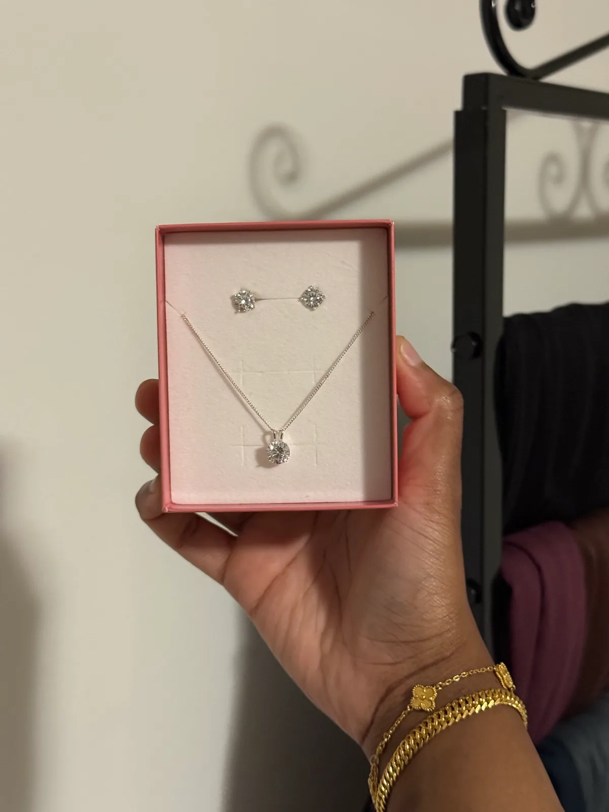 Prouds Sterling Silver 925 Cubic Zirconia Necklace & Stud Earrings Set — photo 12