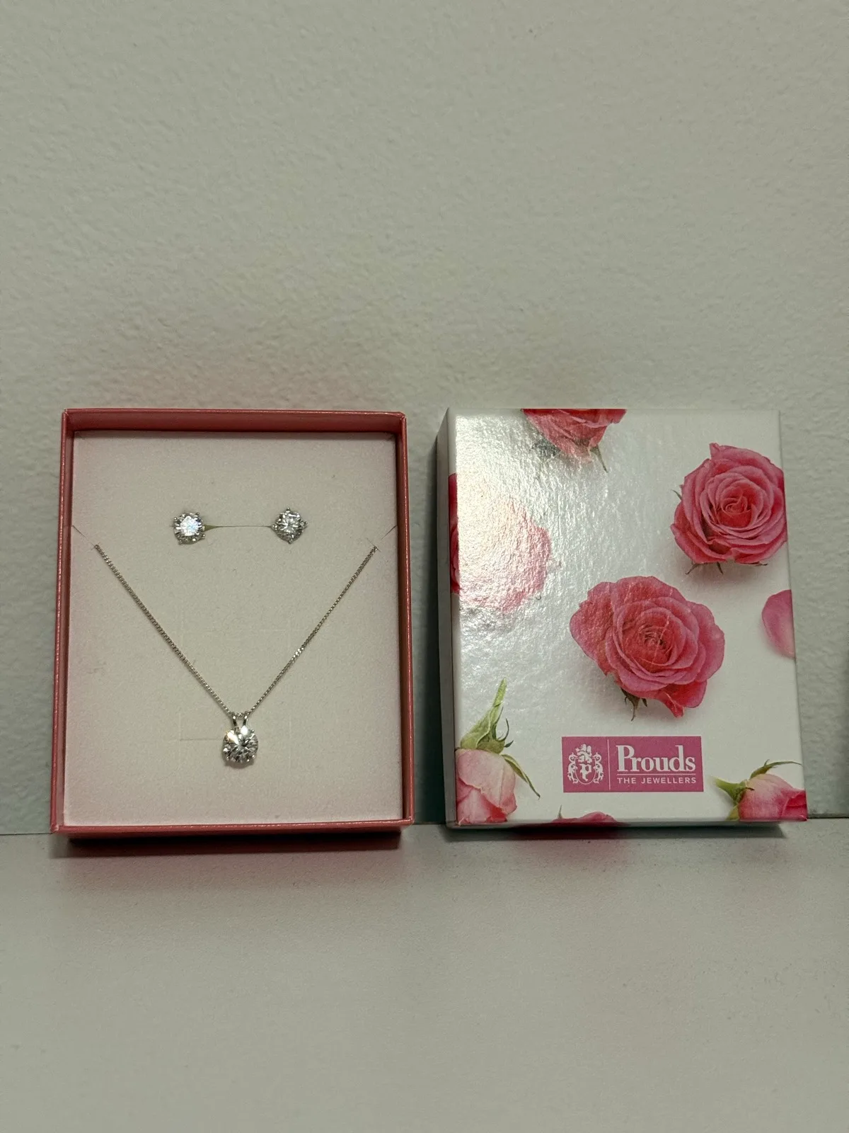 Prouds Sterling Silver 925 Cubic Zirconia Necklace & Stud Earrings Set — photo 3