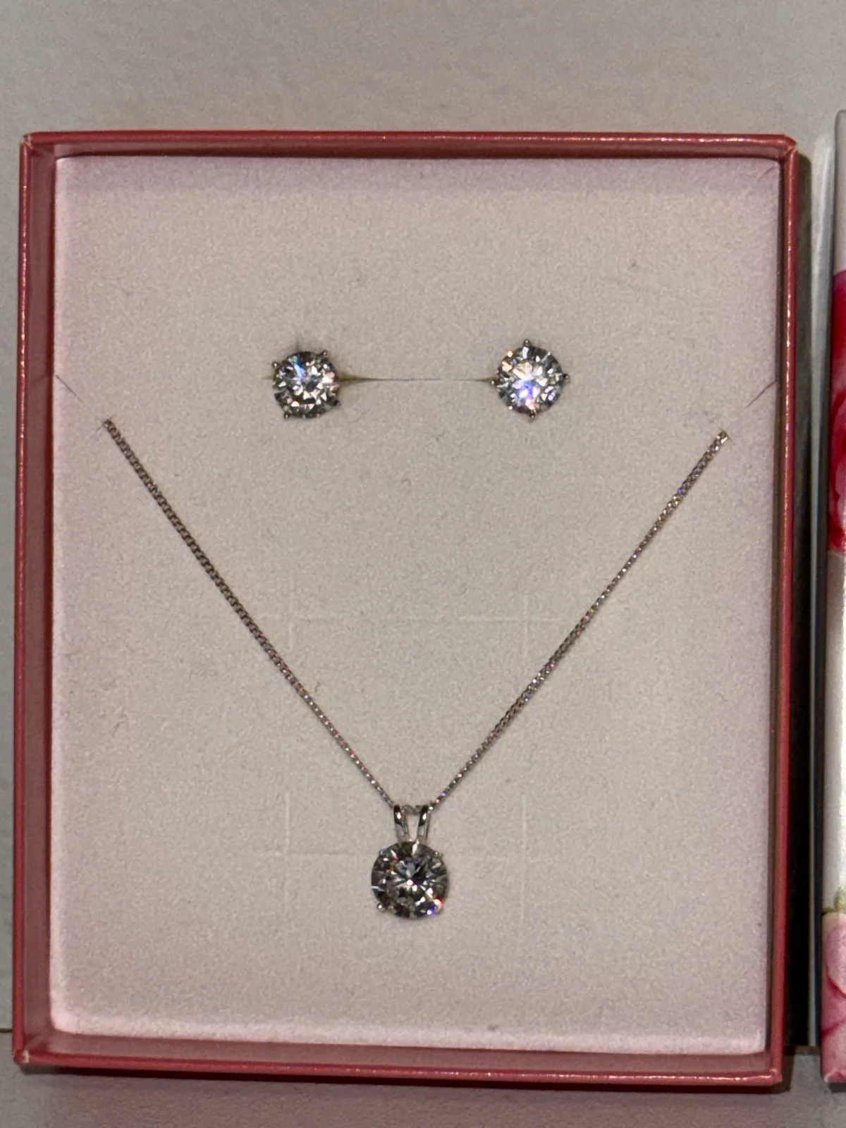 Prouds Sterling Silver 925 Cubic Zirconia Necklace & Stud Earrings Set — photo 6