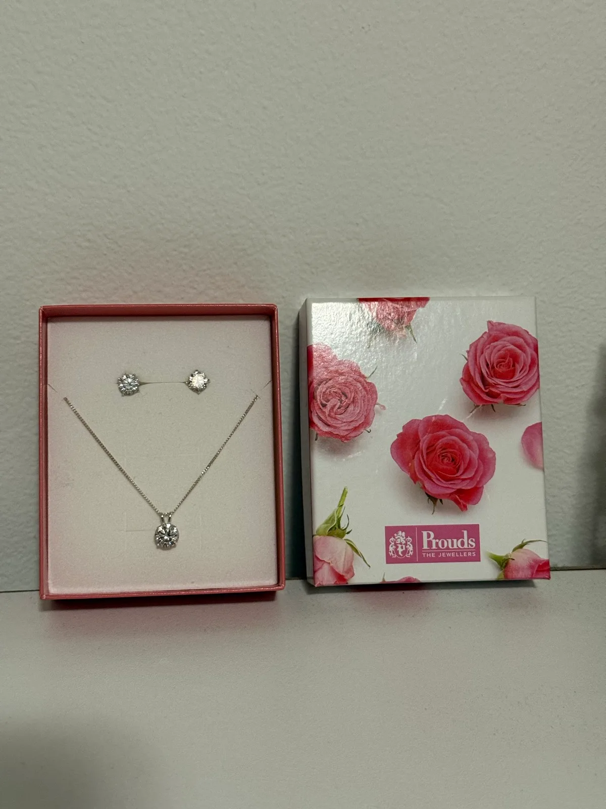 Prouds Sterling Silver 925 Cubic Zirconia Necklace & Stud Earrings Set — photo 5