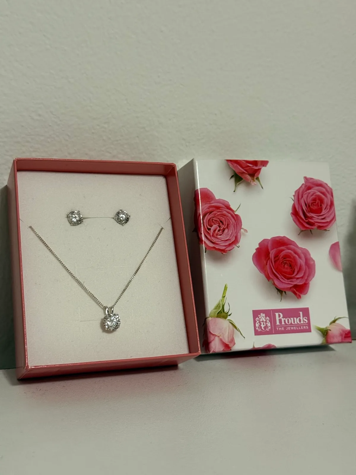 Prouds Sterling Silver 925 Cubic Zirconia Necklace & Stud Earrings Set — photo 2