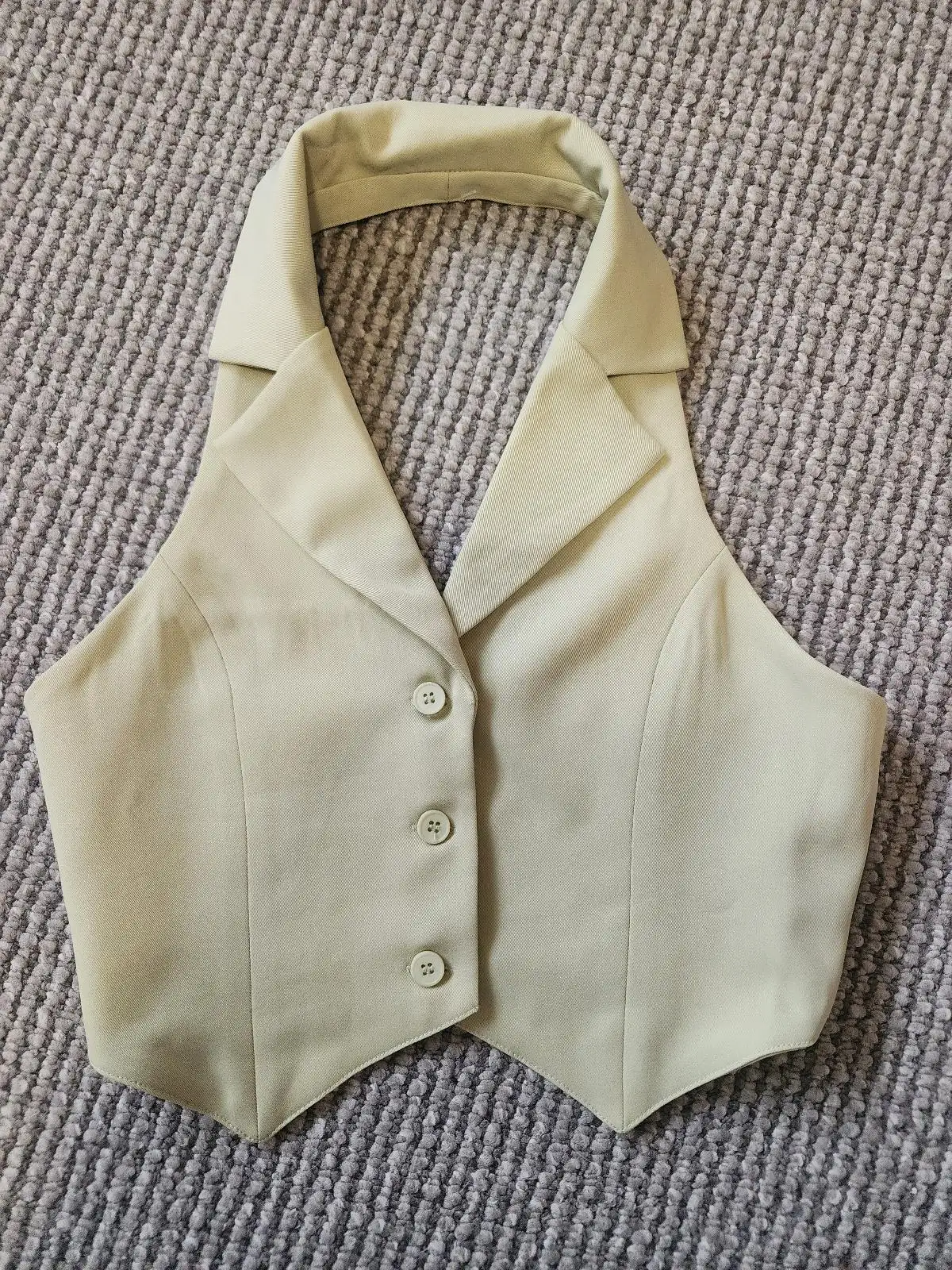 Princess Polly Sage Green Halter Waistcoat Vest Top – Size 8 – photo 3