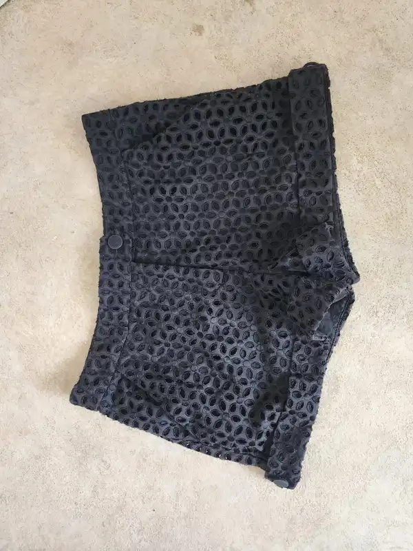 Zimmermann Black Broderie Shorts – Size 2