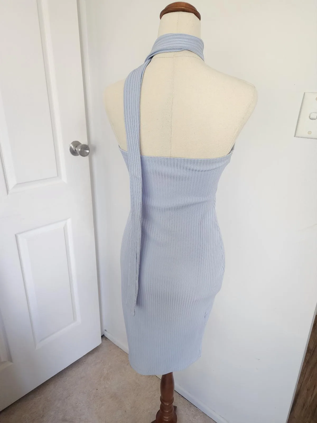 KOOKAI Strapless Ribbed Bodycon Mini Blue Dress Size 1 – photo 2