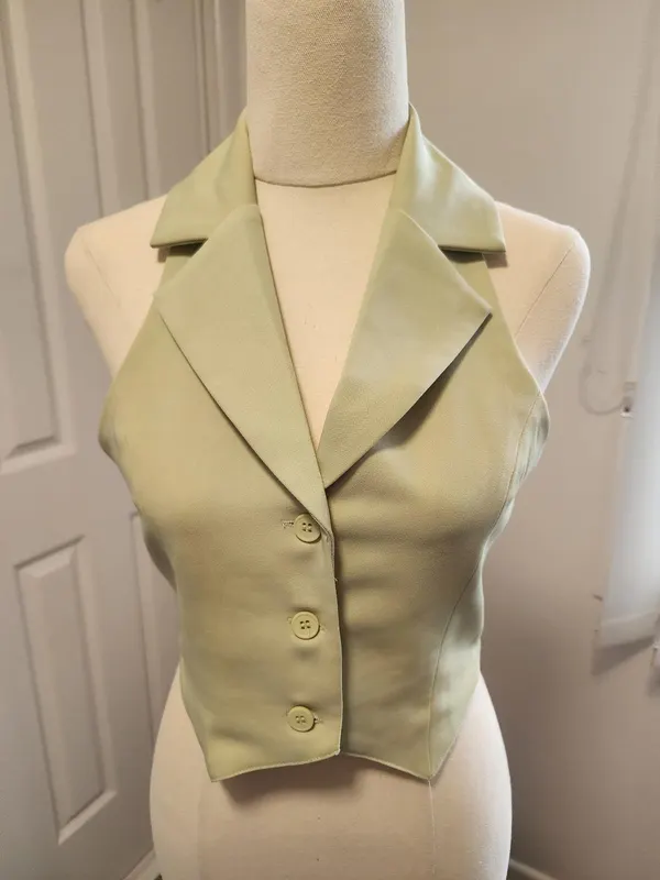 Princess Polly Sage Green Halter Waistcoat Vest Top – Size 8