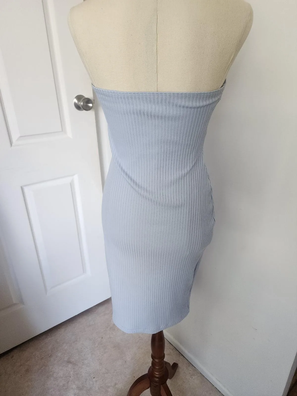 KOOKAI Strapless Ribbed Bodycon Mini Blue Dress Size 1 – photo 5