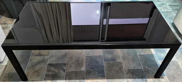 Coffee Table - Black Tempered Glass - Steel Frame