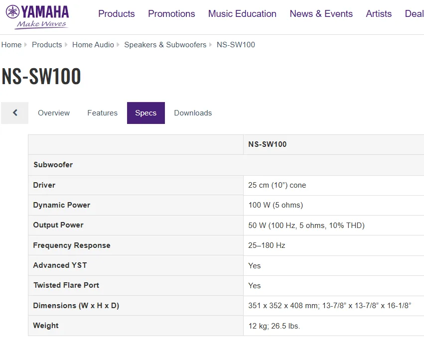 Yamaha Home Theatre Subwoofer – photo 6