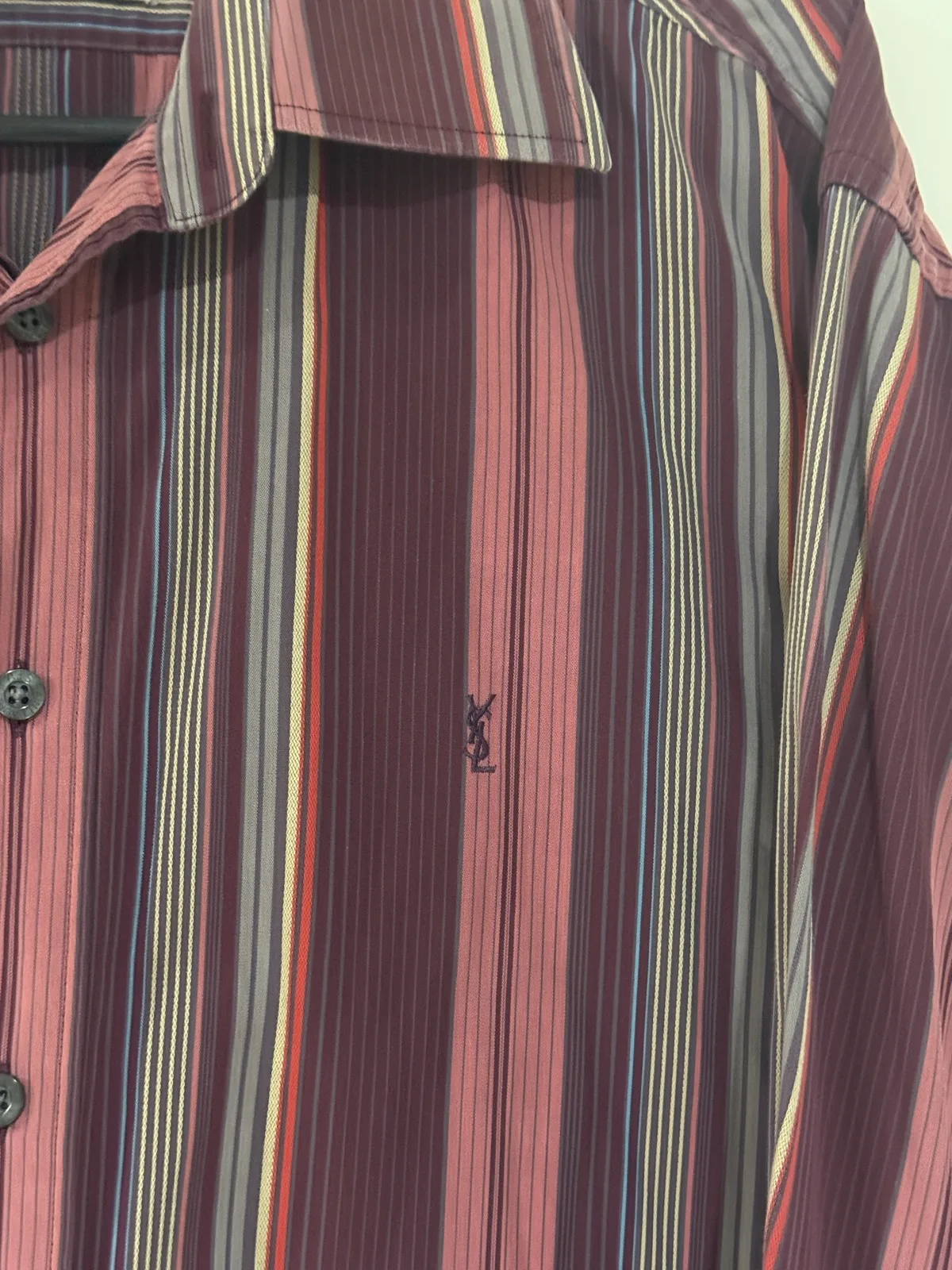 Yves Saint Laurent Pour Homme Men's Striped Woven Cotton Button-Up Shirt M — photo 2