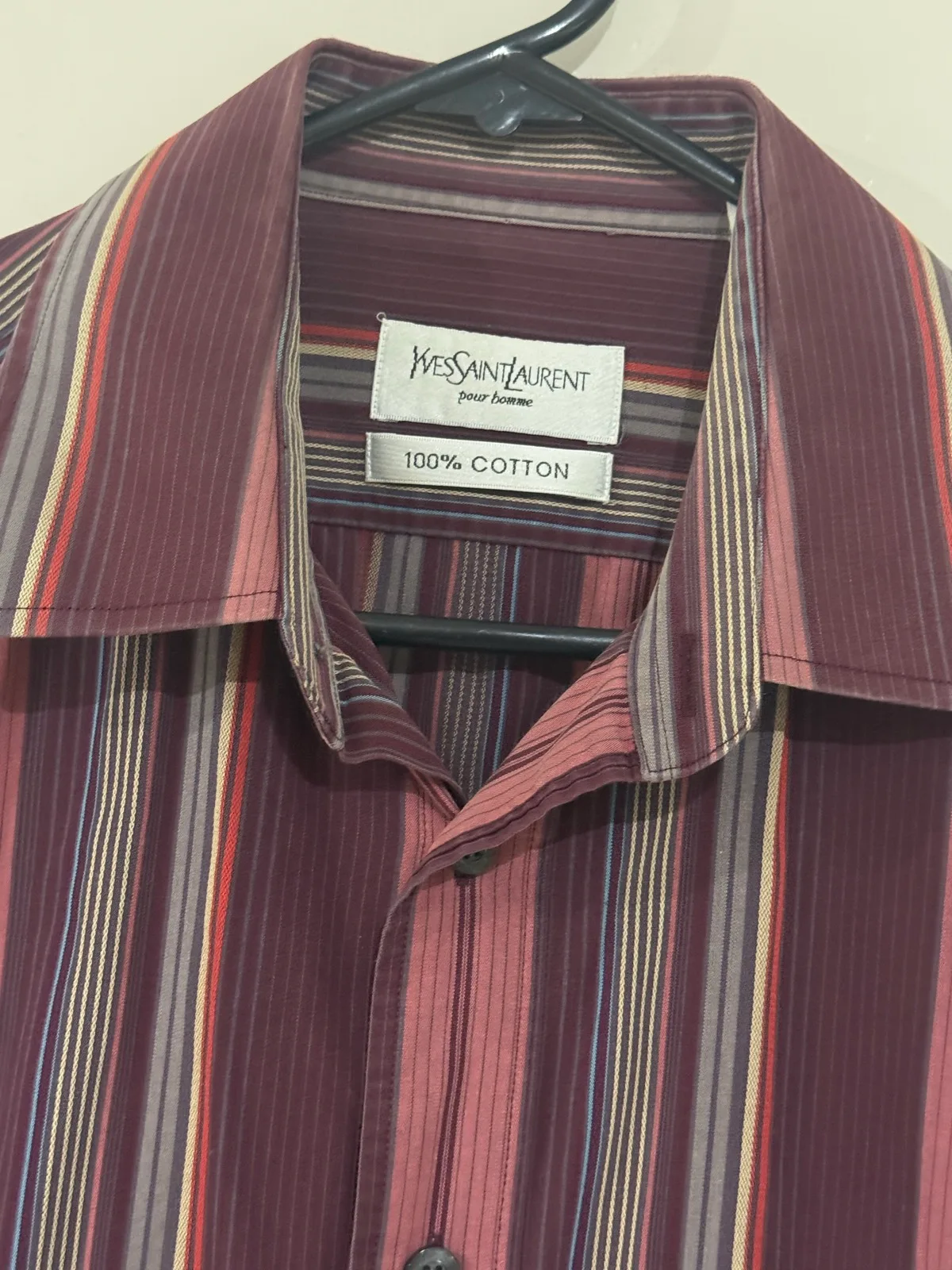 Yves Saint Laurent Pour Homme Men's Striped Woven Cotton Button-Up Shirt M — photo 4