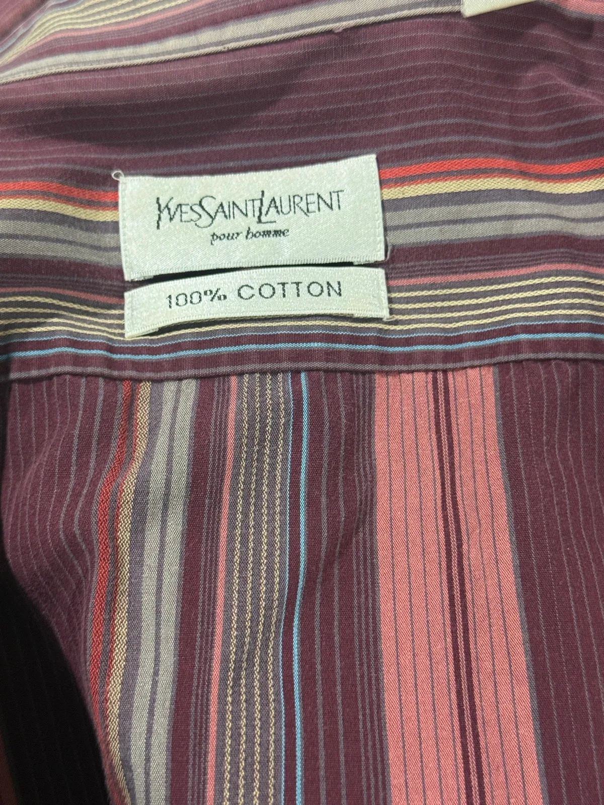 Yves Saint Laurent Pour Homme Men's Striped Woven Cotton Button-Up Shirt M — photo 7