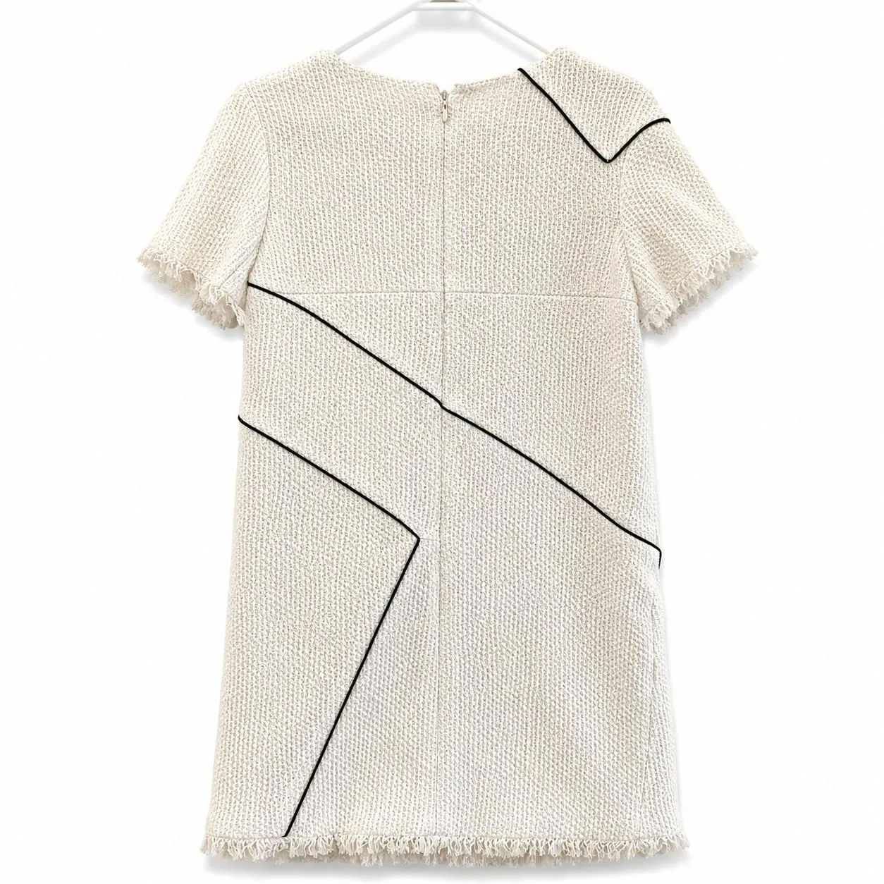 CHANEL 2012 Spring Runway White Tweed Geometric Dress FR 38 Made in France — photo 2