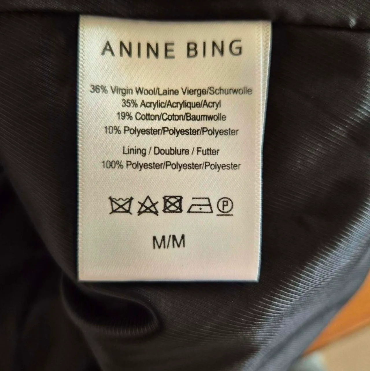 ANINE BING Black Check Tweed Belted Lined Mid-Length Overcoat Size M — photo 4