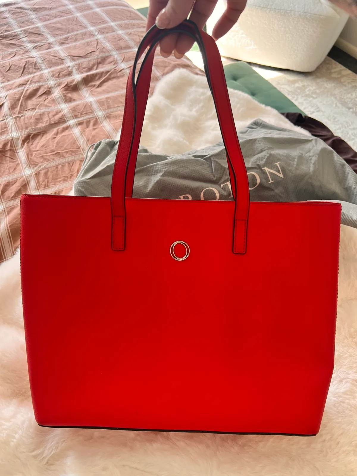 Red leather oroton bag — photo 2