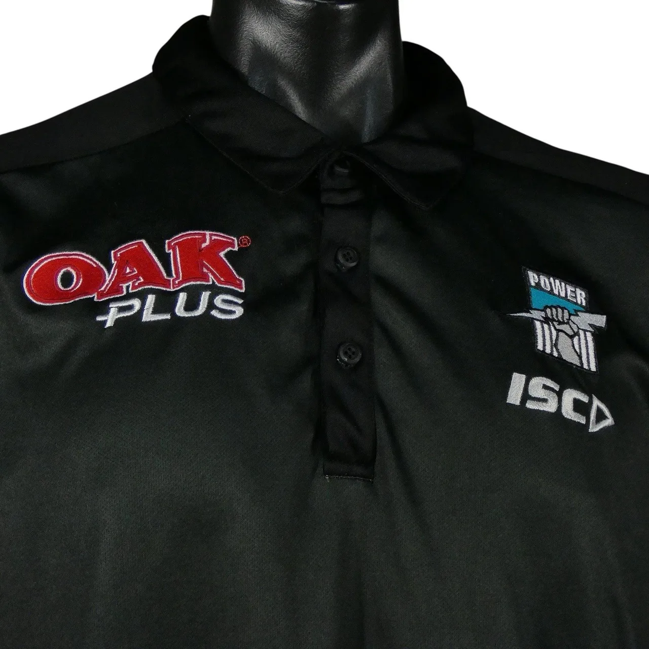 Port Adelaide Power AFL Team Polo Shirt Mens 3XL ISC Oak Plus 1870 Black — photo 3