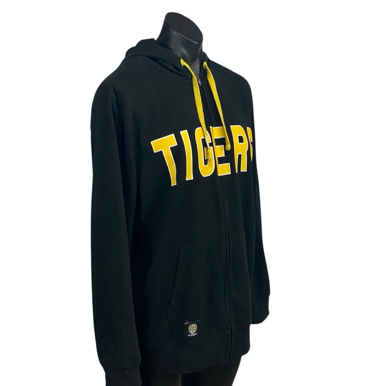 Richmond Tigers AFL Full Zip Hoodie Mens XL Black Yellow Jumper Jacket Mascot — photo 5