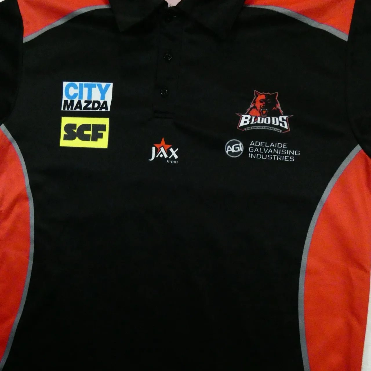 West Adelaide Football Club Polo Shirt Size M SANFL Bloods Jax Sport Black Red — photo 4