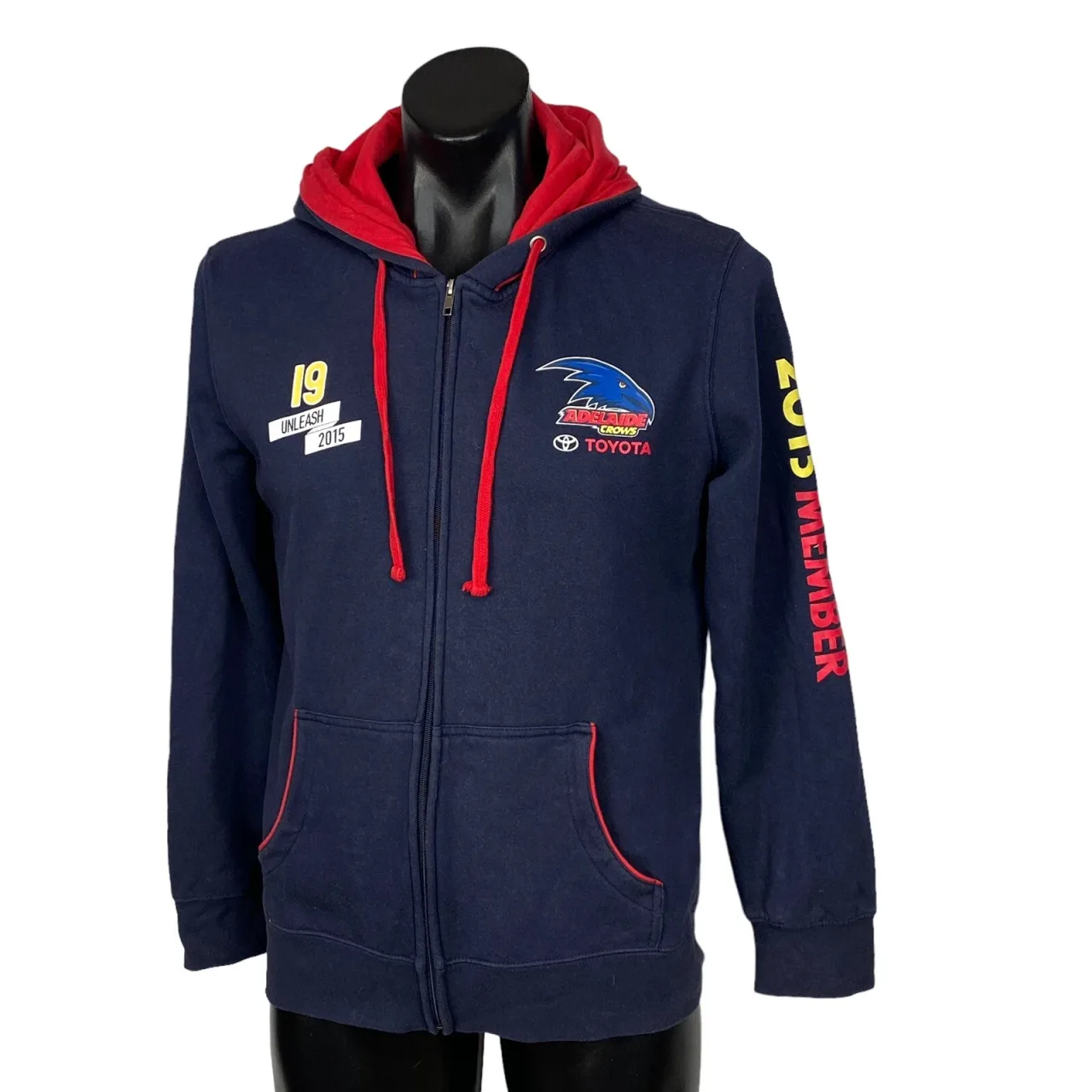 Adelaide Crows Full Zip Hoodie 16/Med 2015 Member Unleash AFL Navy Red — photo 4