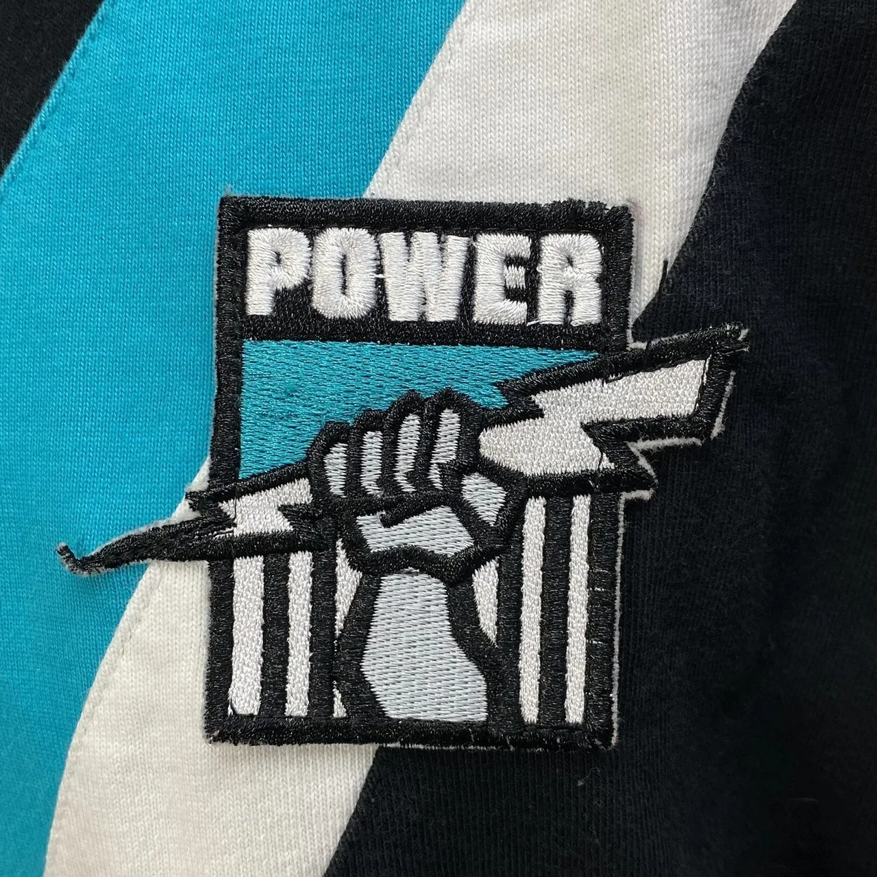 Port Adelaide Power FC L/S Polo Mens XXL Black /Teal Collared AFL Football — photo 3