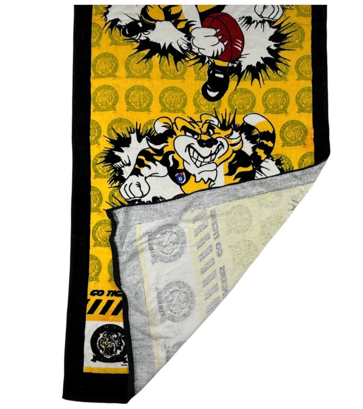 VTG 90s Richmond Tigers AFL Beach Towel Vintage Go Tigers Mascot Yellow Black — photo 2