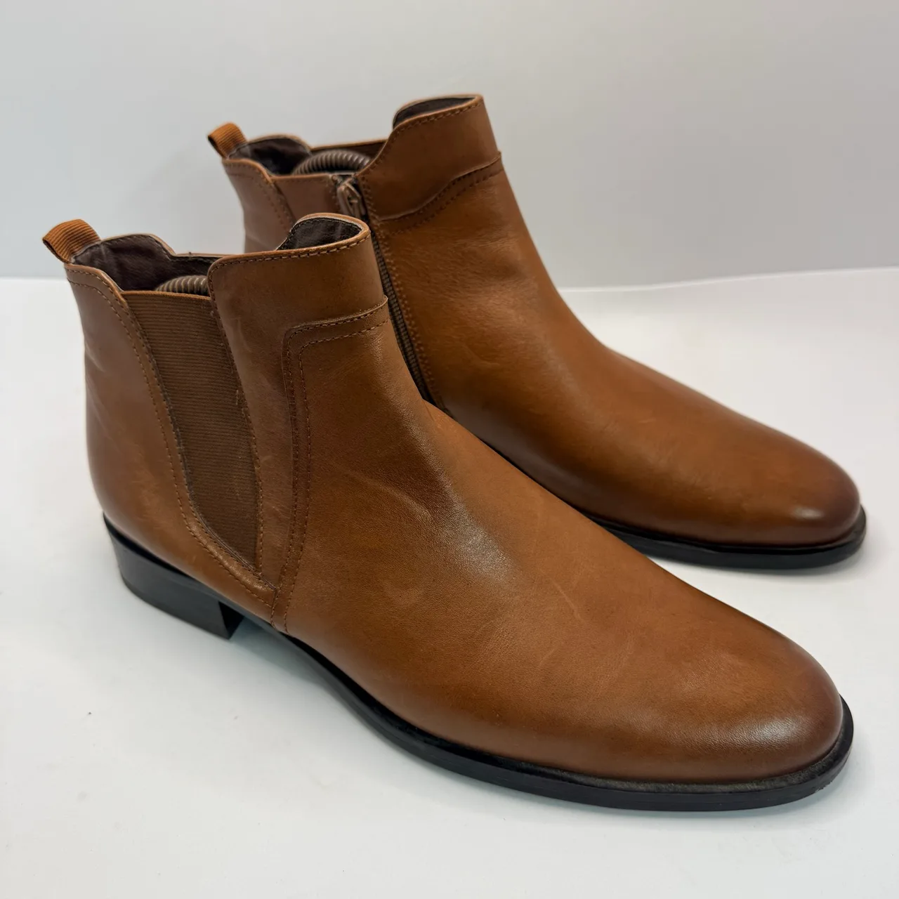Sandler Jericho Womens Tan Leather Chelsea Boots Size 41 Side Zip Elastic Gusset — photo 12
