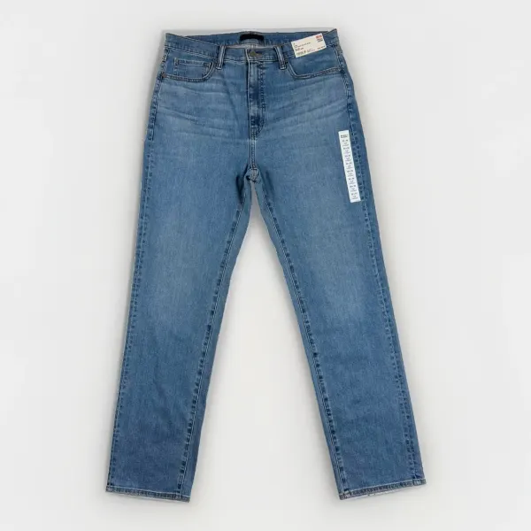 Uniqlo Womens Slim Straight High-Rise Denim Jeans 32x32 Blue Kaihara Fabric NWT
