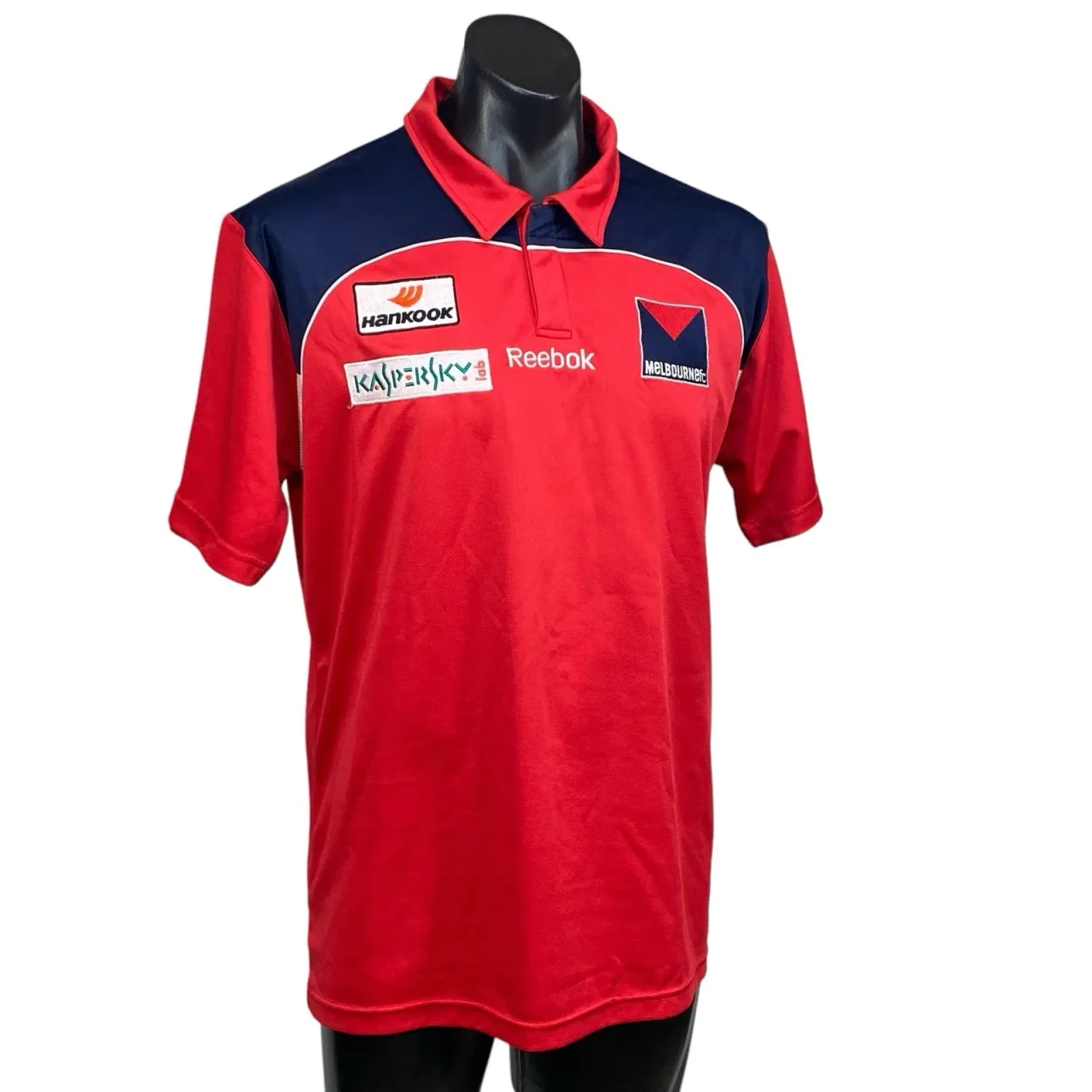 Melbourne Football Club AFL Team Polo Shirt Mens XL Reebok On-Field Red Navy — photo 4