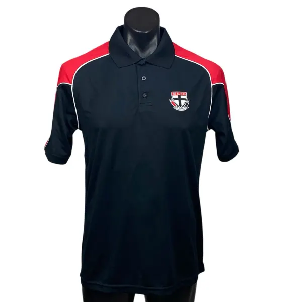 NWT St Kilda Saints AFL Mens Premium Polo Shirt Size M Black Red Pro Star