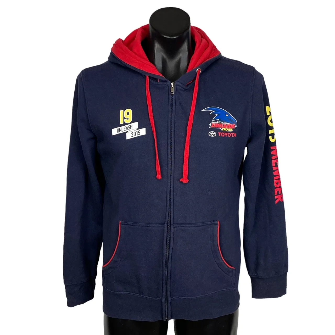 Adelaide Crows Full Zip Hoodie 16/Med 2015 Member Unleash AFL Navy Red — photo 6