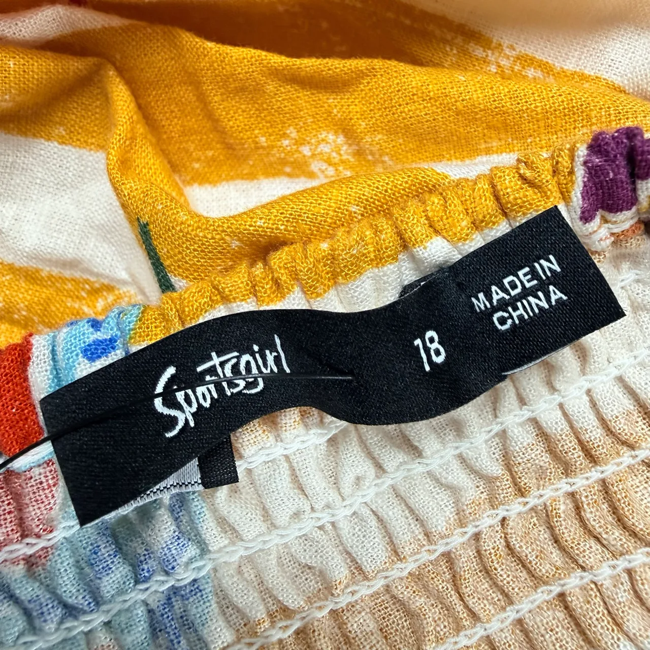 Sportsgirl Picnic Sundress Size 18 NWT Linen Blend Mustard Stripe Fruit Print — photo 6