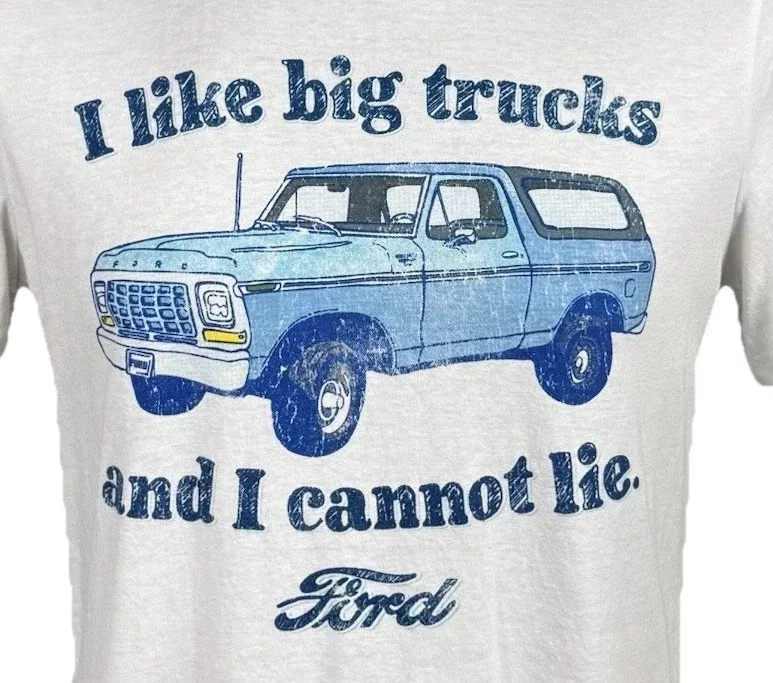 Ford Graphic T-Shirt Mens Size Medium White I Like Big Trucks And I Cannot Lie — photo 3