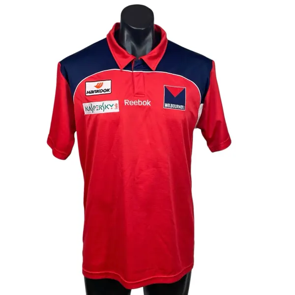 Melbourne Football Club AFL Team Polo Shirt Mens XL Reebok On-Field Red Navy
