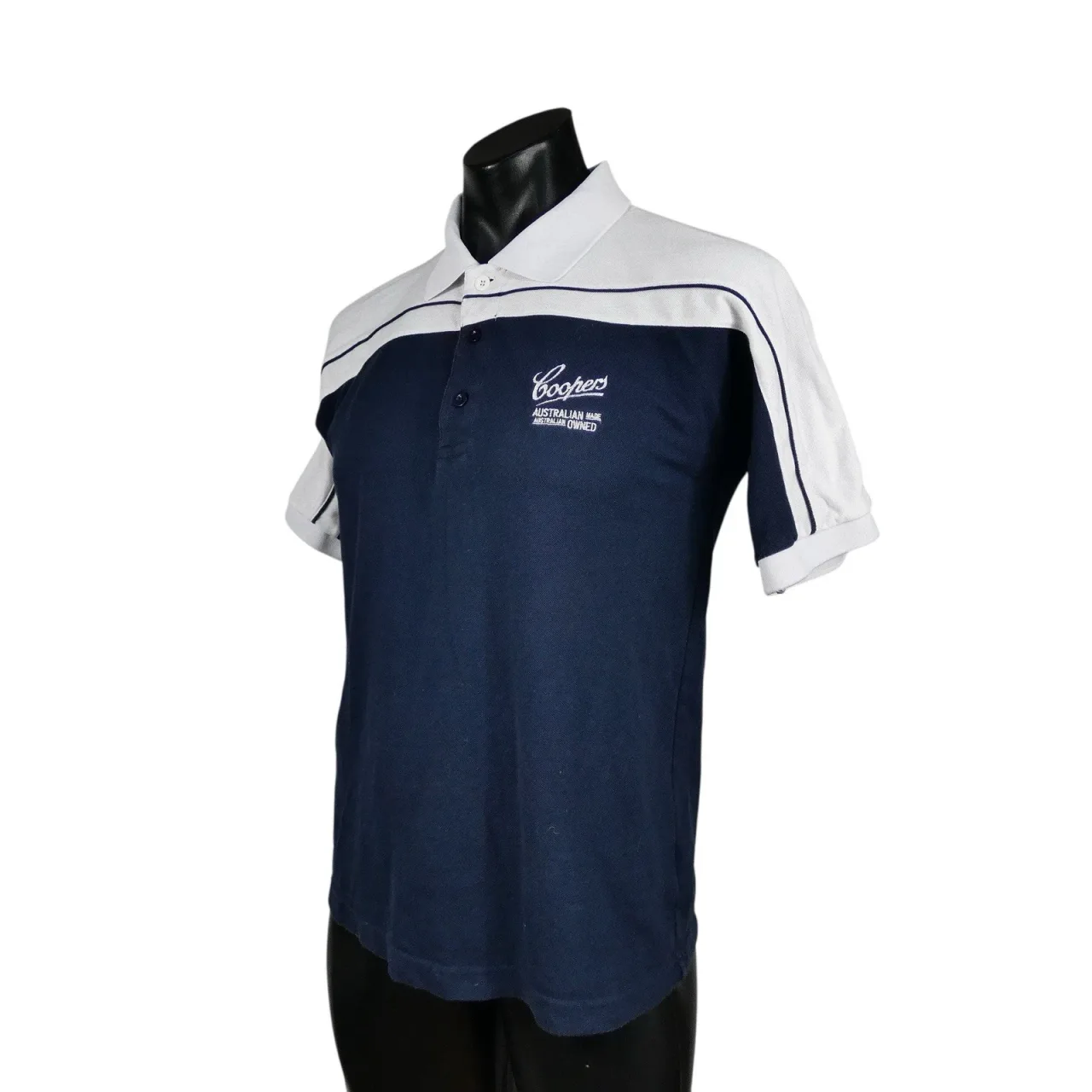 Coopers Brewery Promo Polo Shirt Mens Small Navy White Graphic Short Sleeve Tee — photo 4