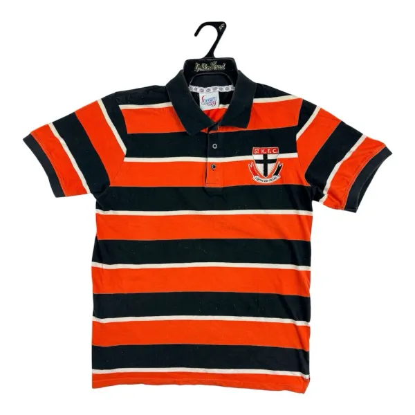 St Kilda Saints AFL Polo Shirt Size M Official Apparel Red Black Striped Footy