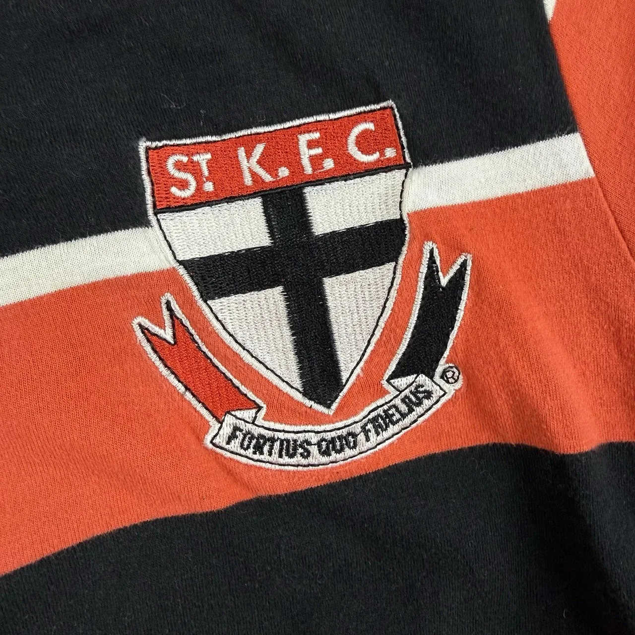 St Kilda Saints AFL Polo Shirt Size M Official Apparel Red Black Striped Footy — photo 4