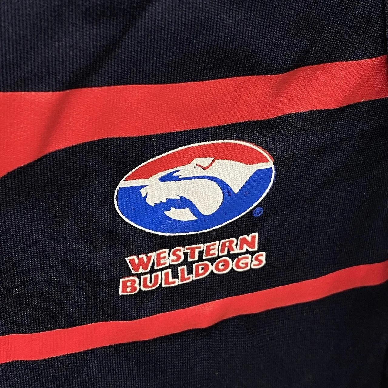 Western Bulldogs FC AFL Mens Size Small Polo Shirt Navy Blue Red Official Tag — photo 3