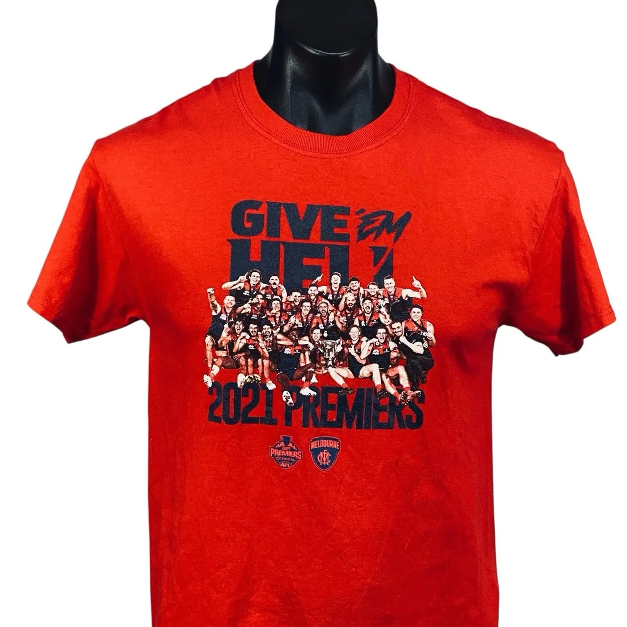 Melbourne Demons 2021 Premiers T Shirt Mens Medium Red AFL Give 'Em Hell — photo 7