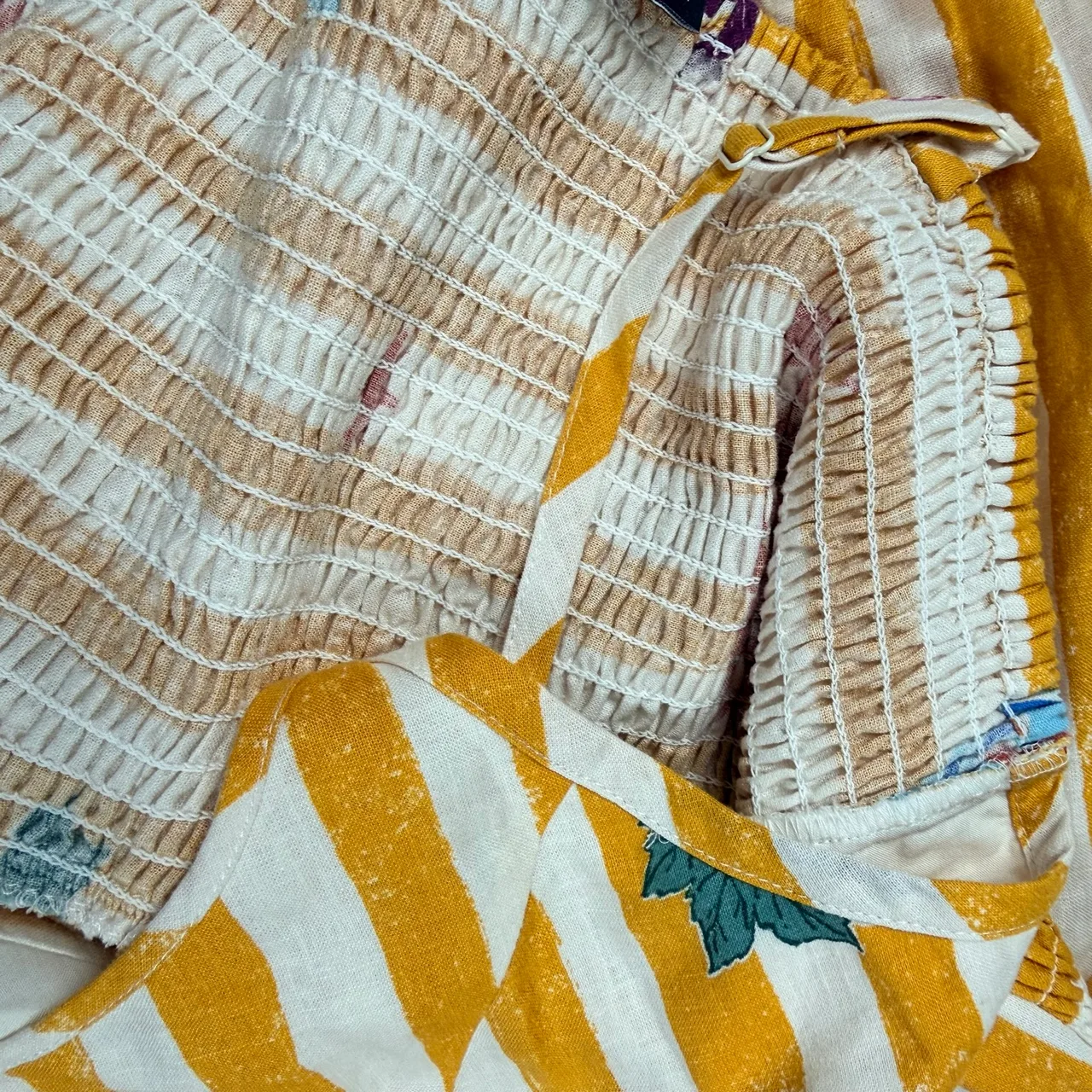 Sportsgirl Picnic Sundress Size 18 NWT Linen Blend Mustard Stripe Fruit Print — photo 8