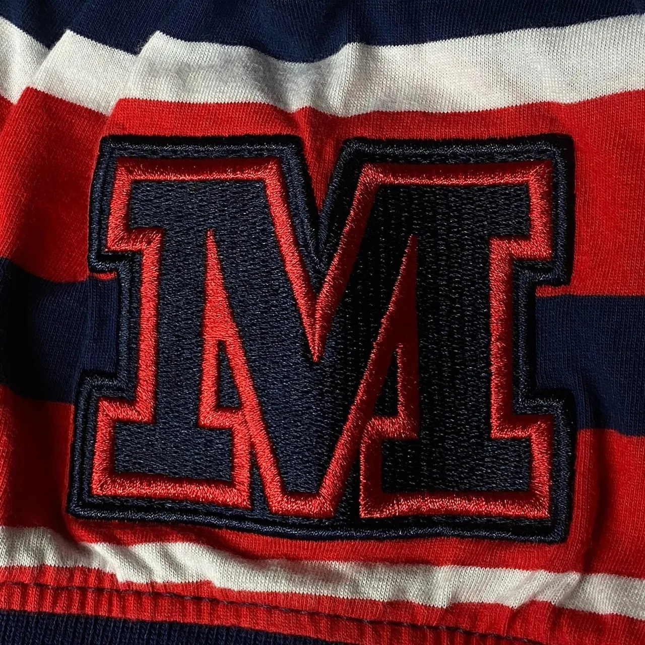 AFL Melbourne Demons Polo Shirt Mens 4XL Navy Red Striped Embroidered Crest Logo — photo 4