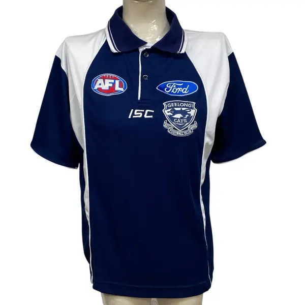 Geelong Cats AFL Polo Shirt Womens Small ISC Dagada Sport Navy White Ford