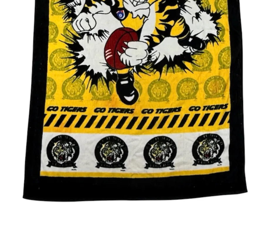 VTG 90s Richmond Tigers AFL Beach Towel Vintage Go Tigers Mascot Yellow Black — photo 4