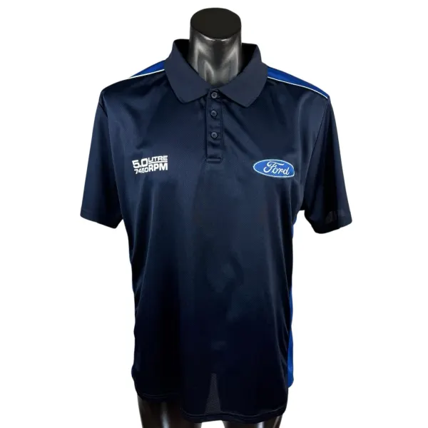 Ford Performance 5.0 Litre 7450RPM Navy Blue Polo Shirt Mens Size 2XL XXL