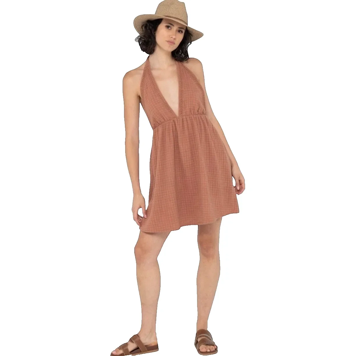 Rusty Womens Sundowner Mini Dress Size 10 Terracotta Halter Neck Sun Dress NWT — photo 7