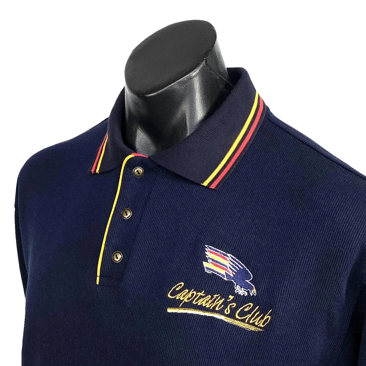 Vintage 90's Adelaide Crows Long Sleeve Knit Polo Shirt Mens L Captains Club — photo 5